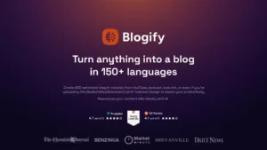 Blogify, Transform videos, audio, podcasts, and more into SEO-optimized blog posts effortlessly.